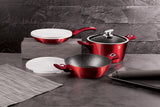 Berlinger Haus 6-Piece Marble Coating Smart Lid Cookware Set - Burgundy Metallic