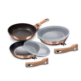 Berlinger Haus 5-Piece Smart Lid Marble Coating Frypan Set - Rose Gold Metallic Line