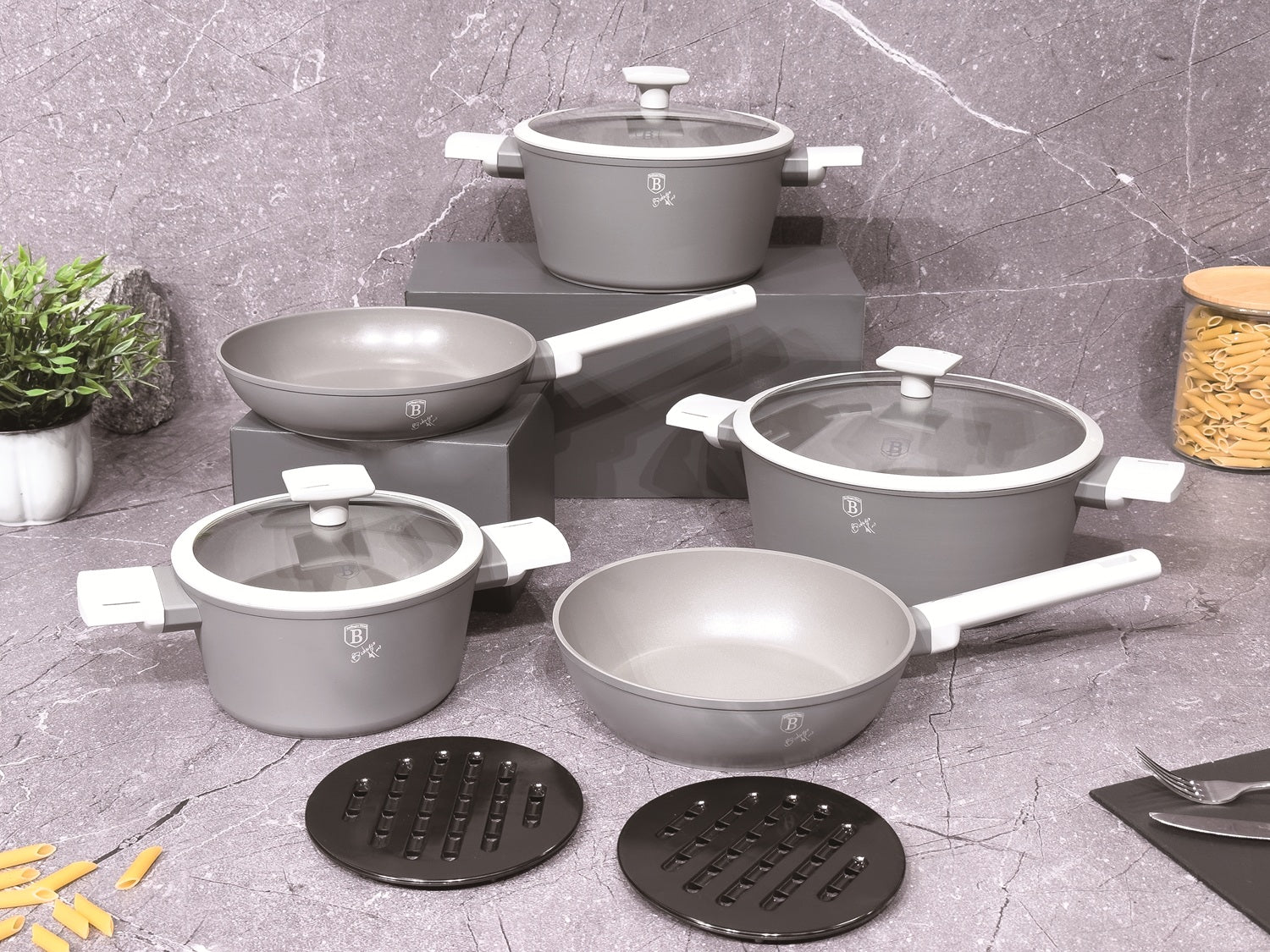 Berlinger Haus 10-Piece Marble Coating Cookware Set - Aspen Collection
