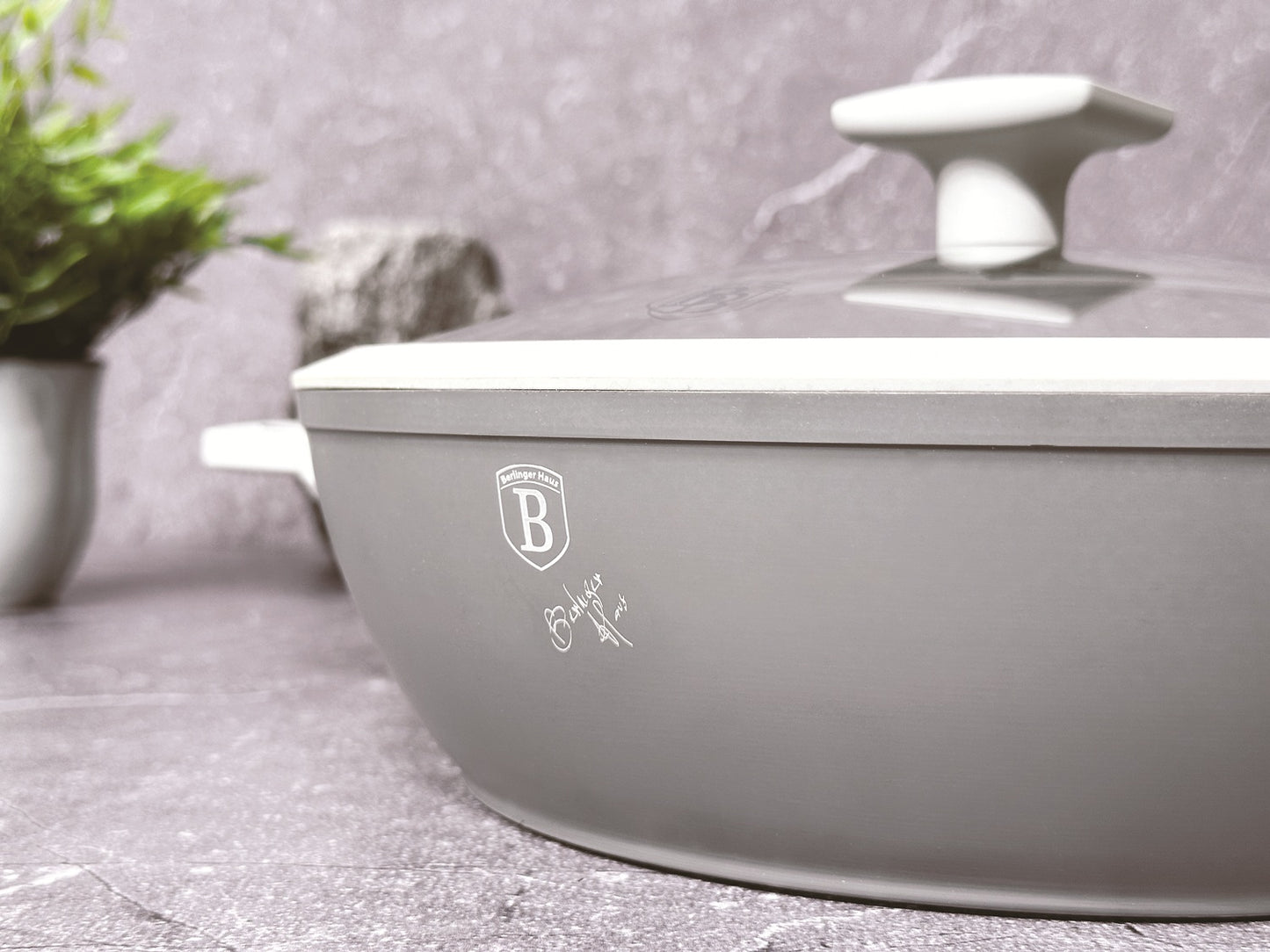 Berlinger Haus 28cm Marble Coating Non-Stick Shallow Pot - Aspen