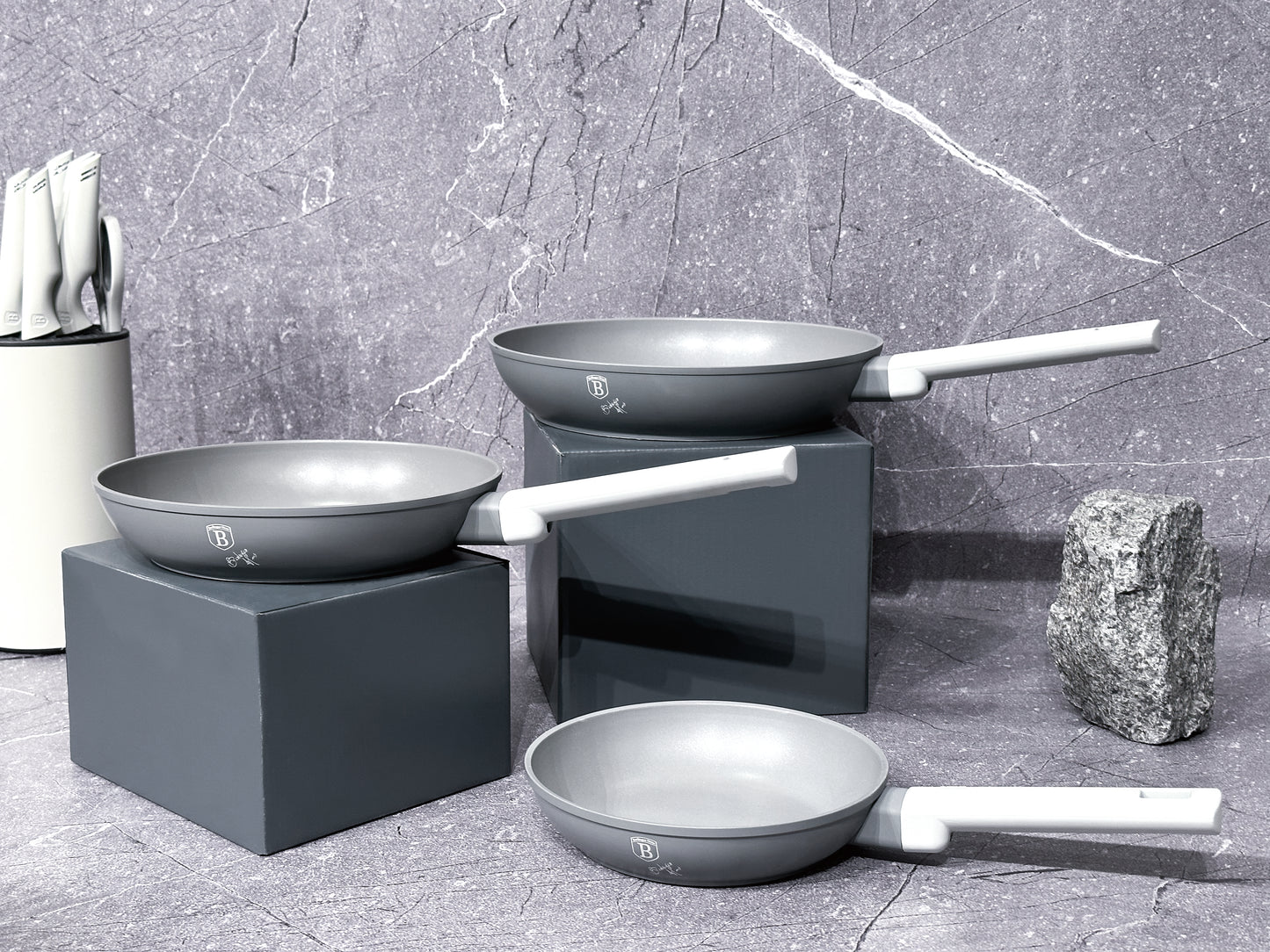 Berlinger Haus 3-Piece Marble Coating Frypan Set - Aspen Collection