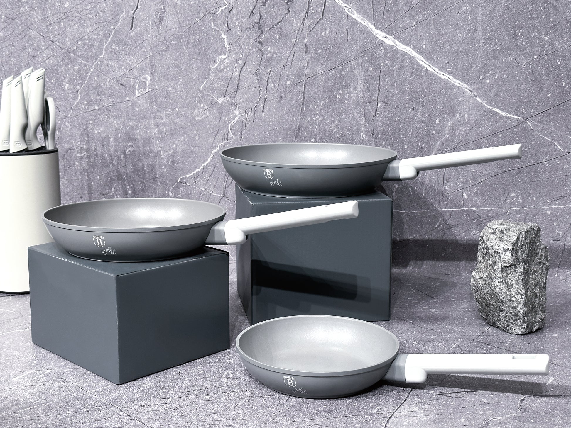 Berlinger Haus 3-Piece Marble Coating Frypan Set - Aspen Collection