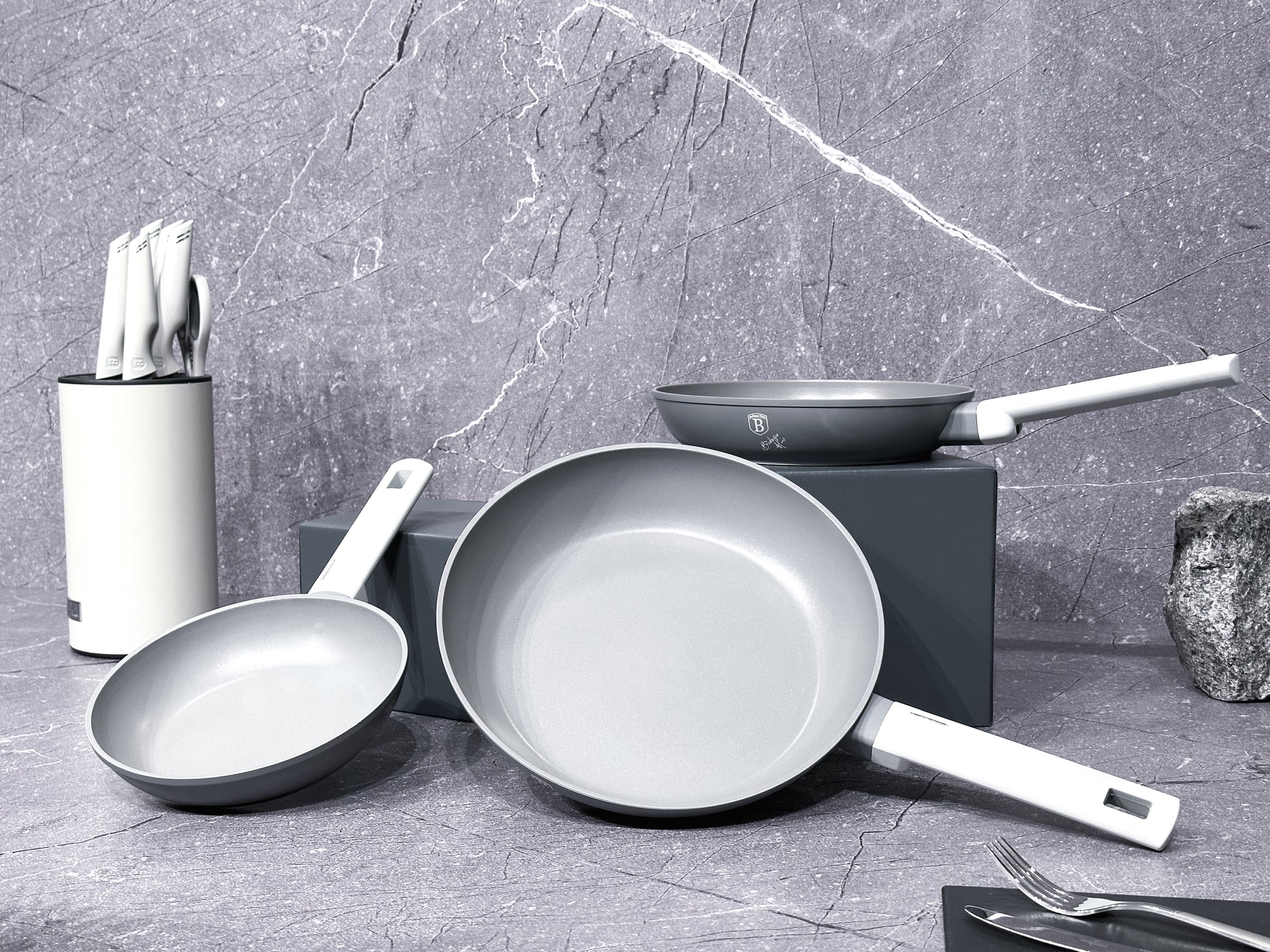 Berlinger Haus 3-Piece Marble Coating Frypan Set - Aspen Collection