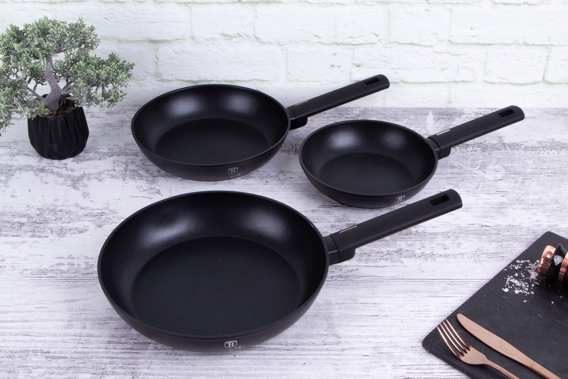 Berlinger Haus 3-Piece Marble Coating Non-Stick Frypan Set - Monaco