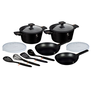 Berlinger Haus 12-Piece Marble Coating Non-Stick Smart Lid Cookware Set - Monaco