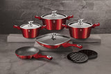 Berlinger Haus 11-Piece Marble Coating Cookware Set - Burgundy Metallic