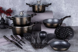 Berlinger Haus 17-Piece Marble Non-Stick Coating Cookware Set - Shiny Black