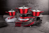 Berlinger Haus 22-Piece Marble Coating Smart Lid Cookware Set - Burgundy Metallic