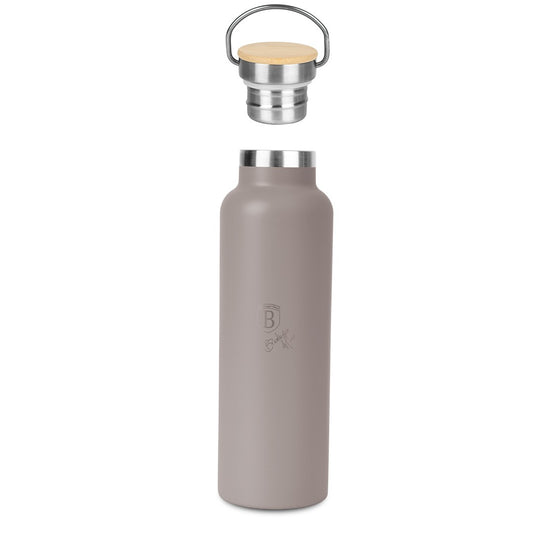 Berlinger Haus 600ml Stainless Steel Flask with Bamboo Lid – Taupe