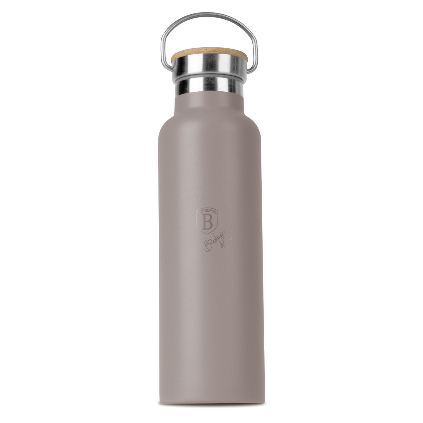 Berlinger Haus 600ml Stainless Steel Flask with Bamboo Lid – Taupe