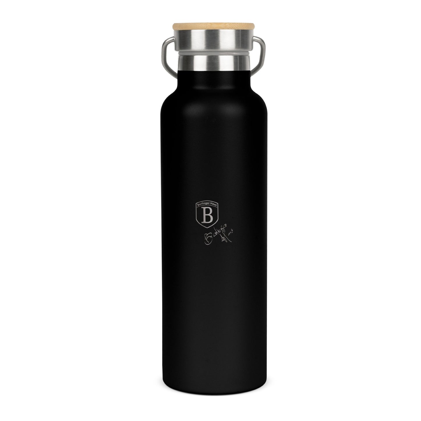 Berlinger Haus 600ml Stainless Steel Flask with Bamboo Lid - Matt Black