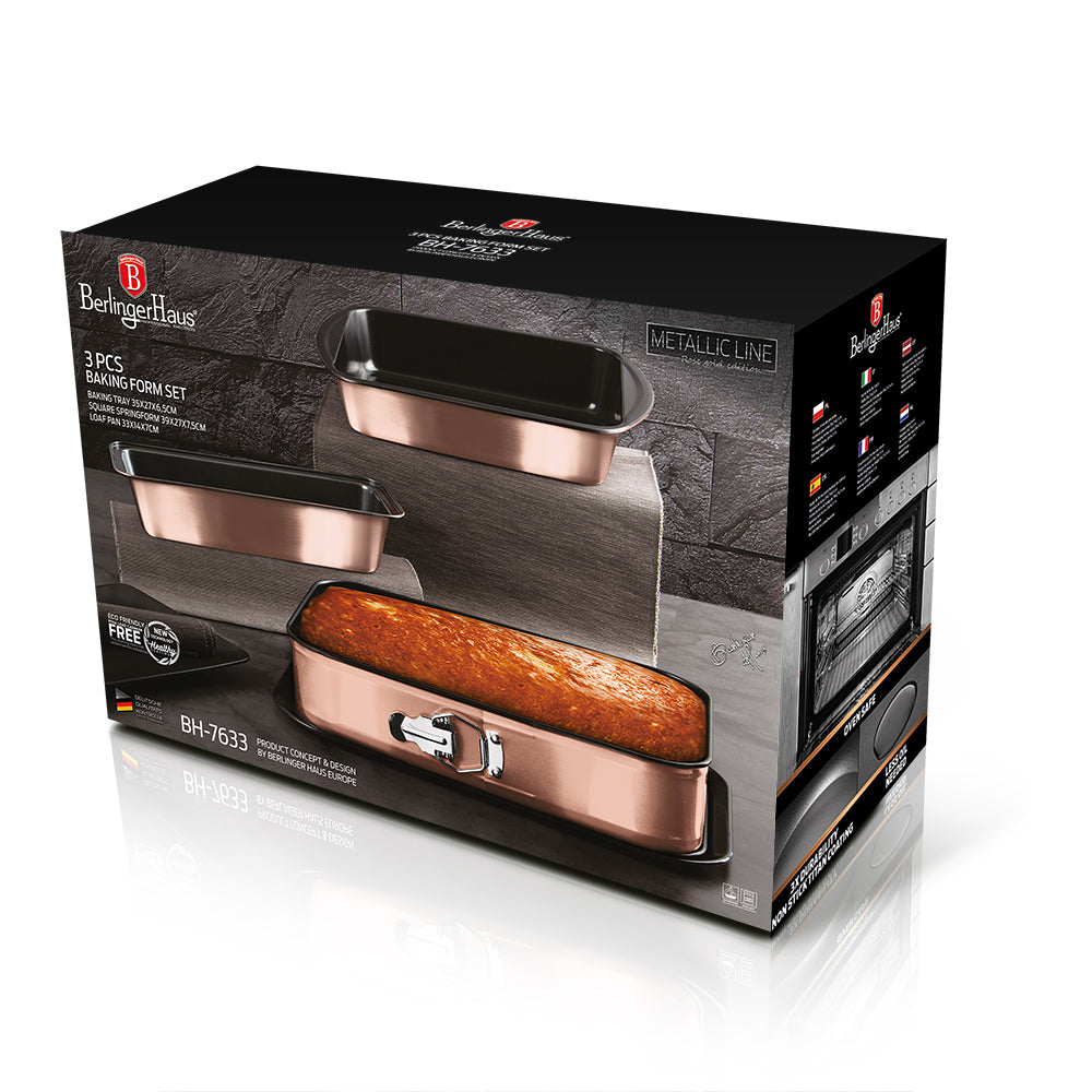 Berlinger Haus 3-Piece Titan Coating Non-Stick Baking Form Set - Rose gold