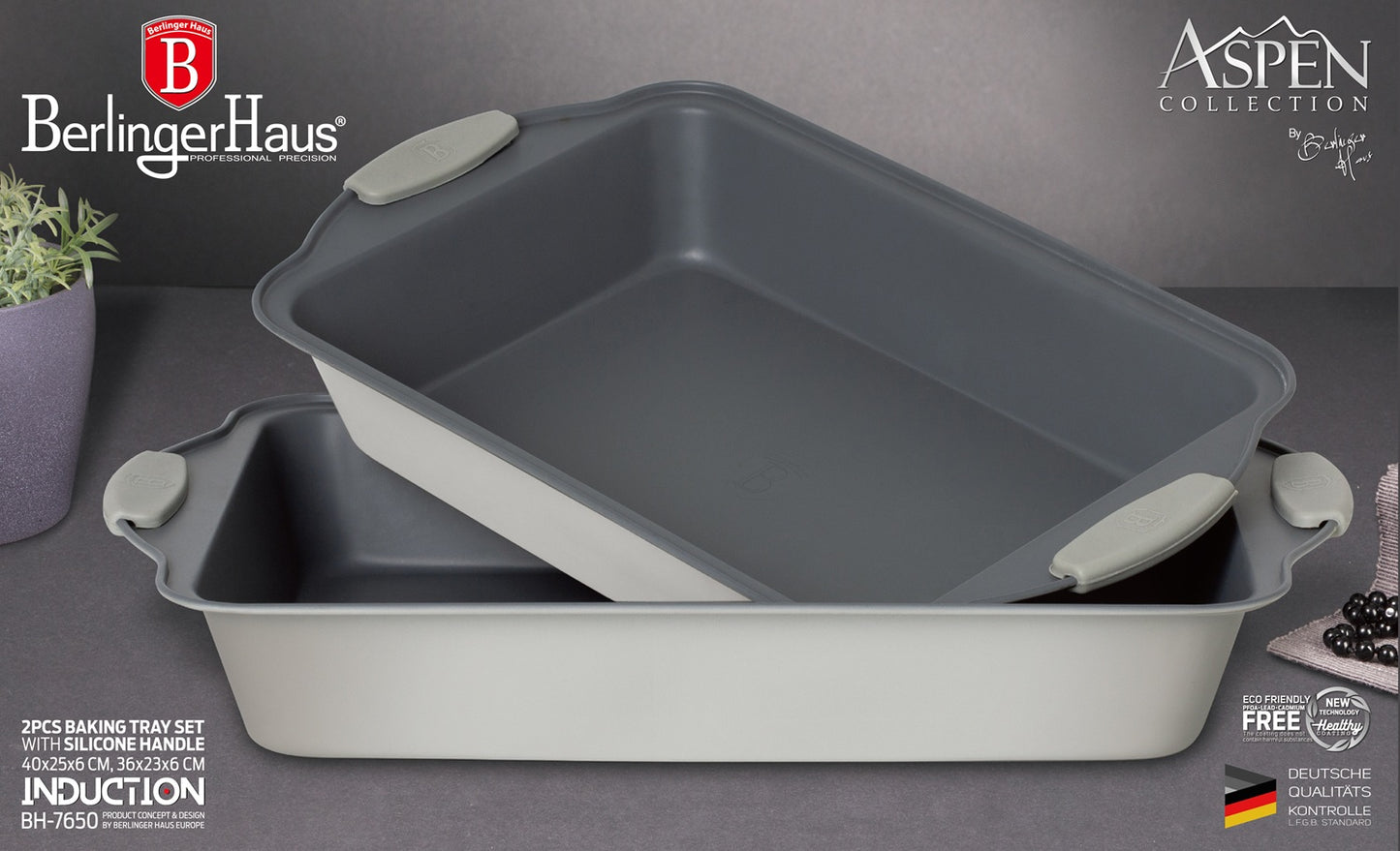 Berlinger Haus 2-Piece Oblong Roaster with Silicone Handle – Aspen