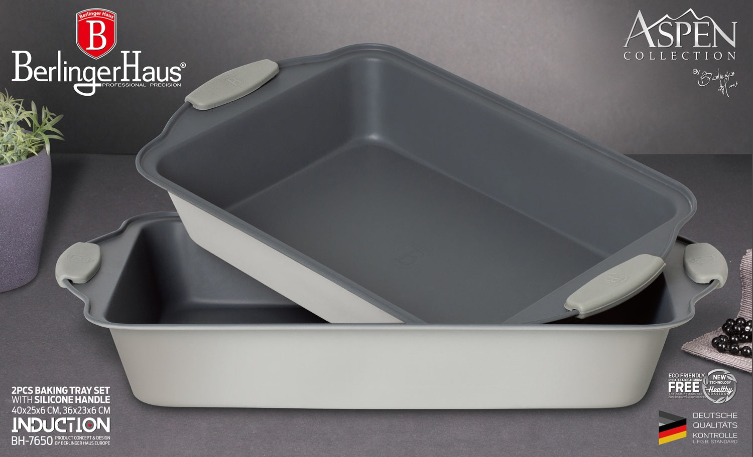 Berlinger Haus 2-Piece Oblong Roaster with Silicone Handle – Aspen