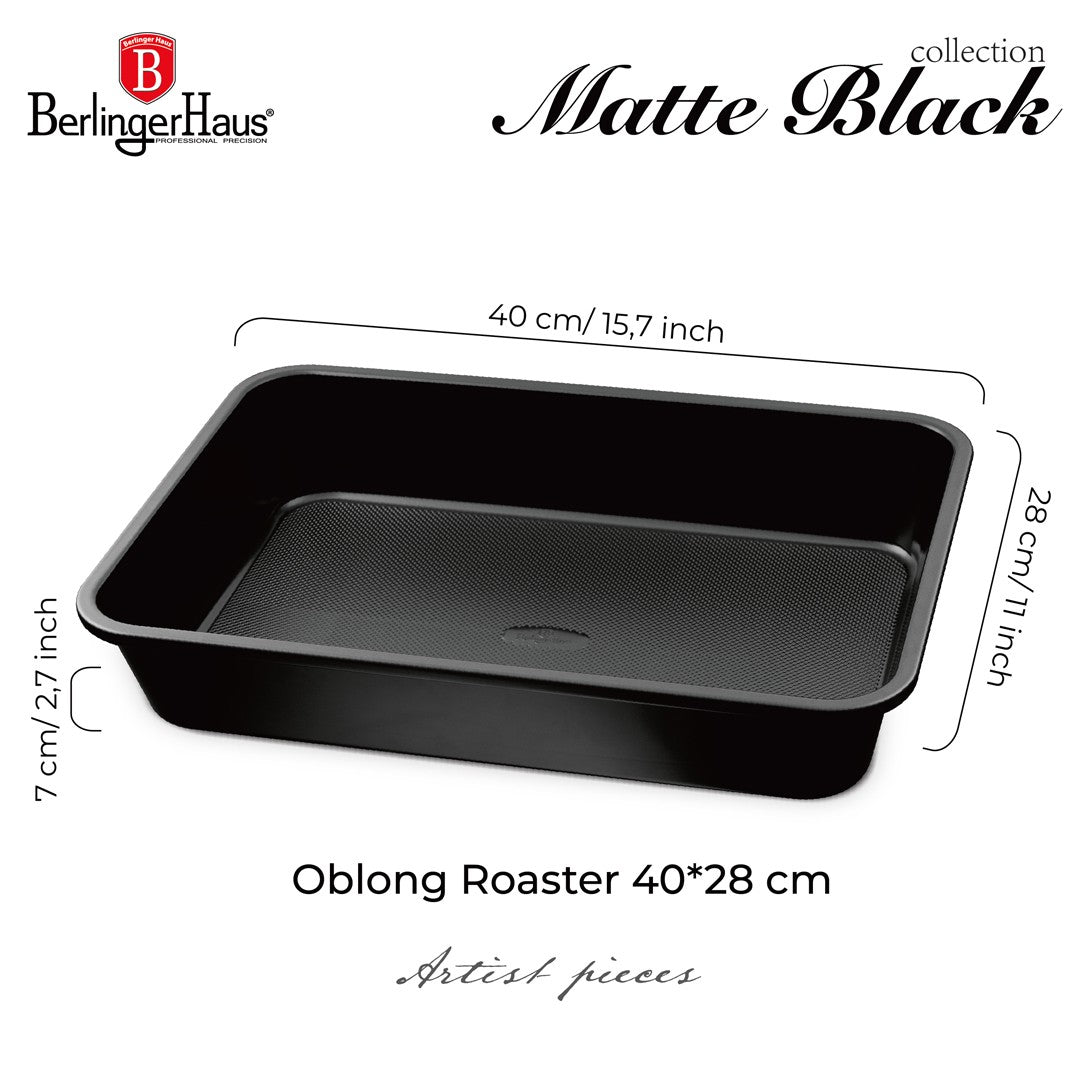 Berlinger Haus 40cm Titan Pro Non-Stick Oblong Roaster - Matt Black