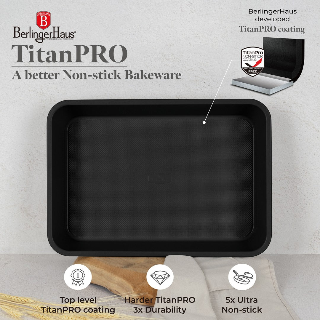 Berlinger Haus 40cm Titan Pro Non-Stick Oblong Roaster - Matt Black