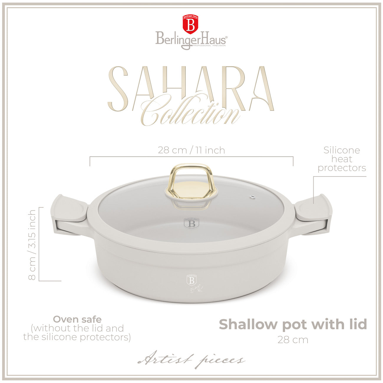 Berlinger Haus 28cm Titan Pro Non-Stick Coating Shallow Pot - Sahara