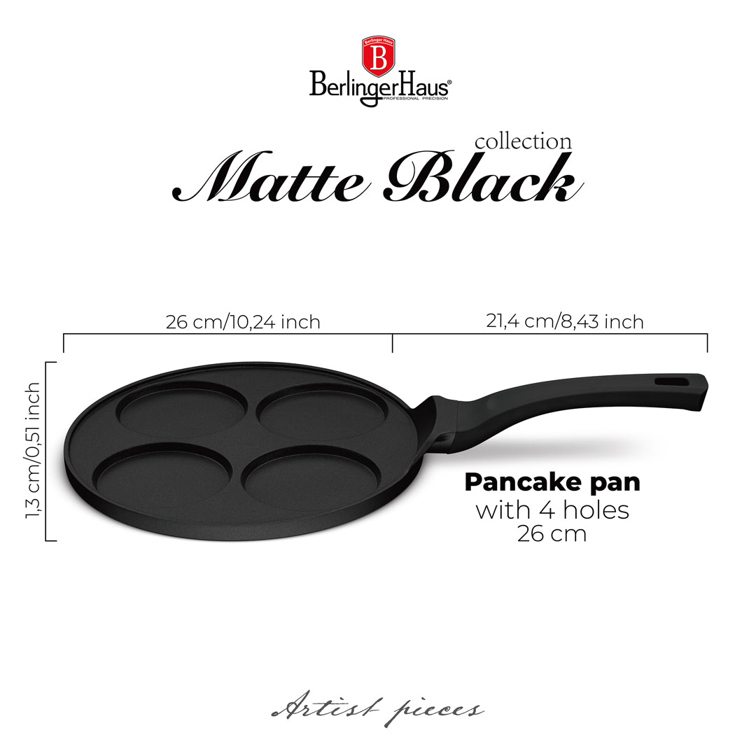 Berlinger Haus 26cm 4 hole pancake pan - Matte Black
