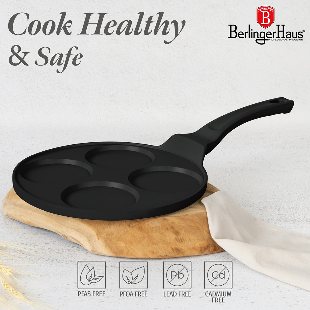 Berlinger Haus 26cm 4 hole pancake pan - Matte Black