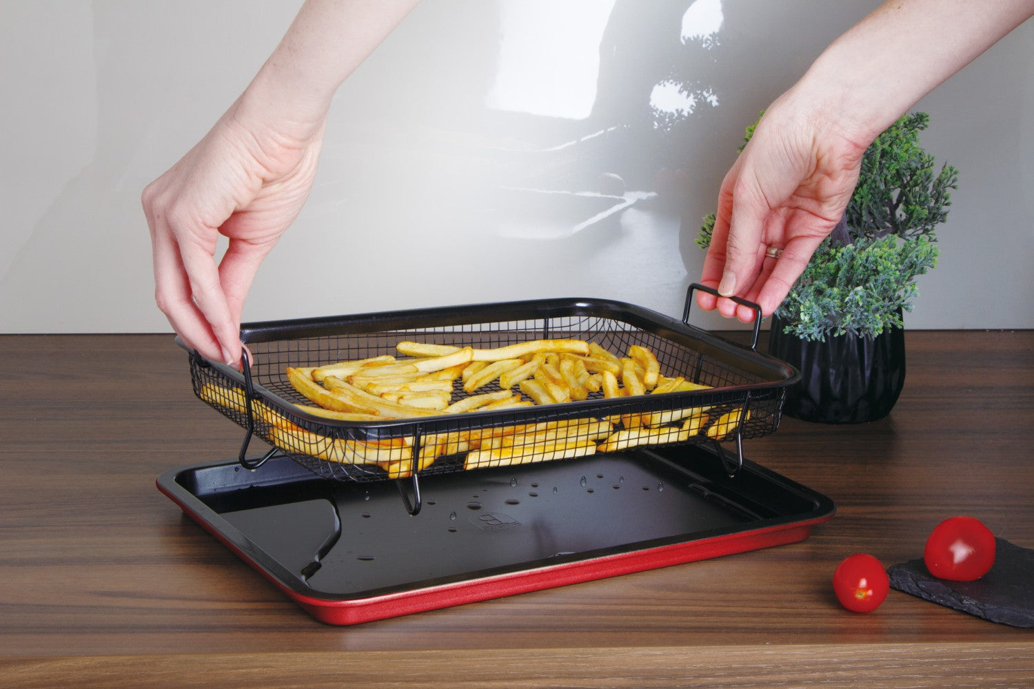 Berlinger Haus Titan Pro Non-Stick Baking Tray with Metal Basket - Metallic Burgundy