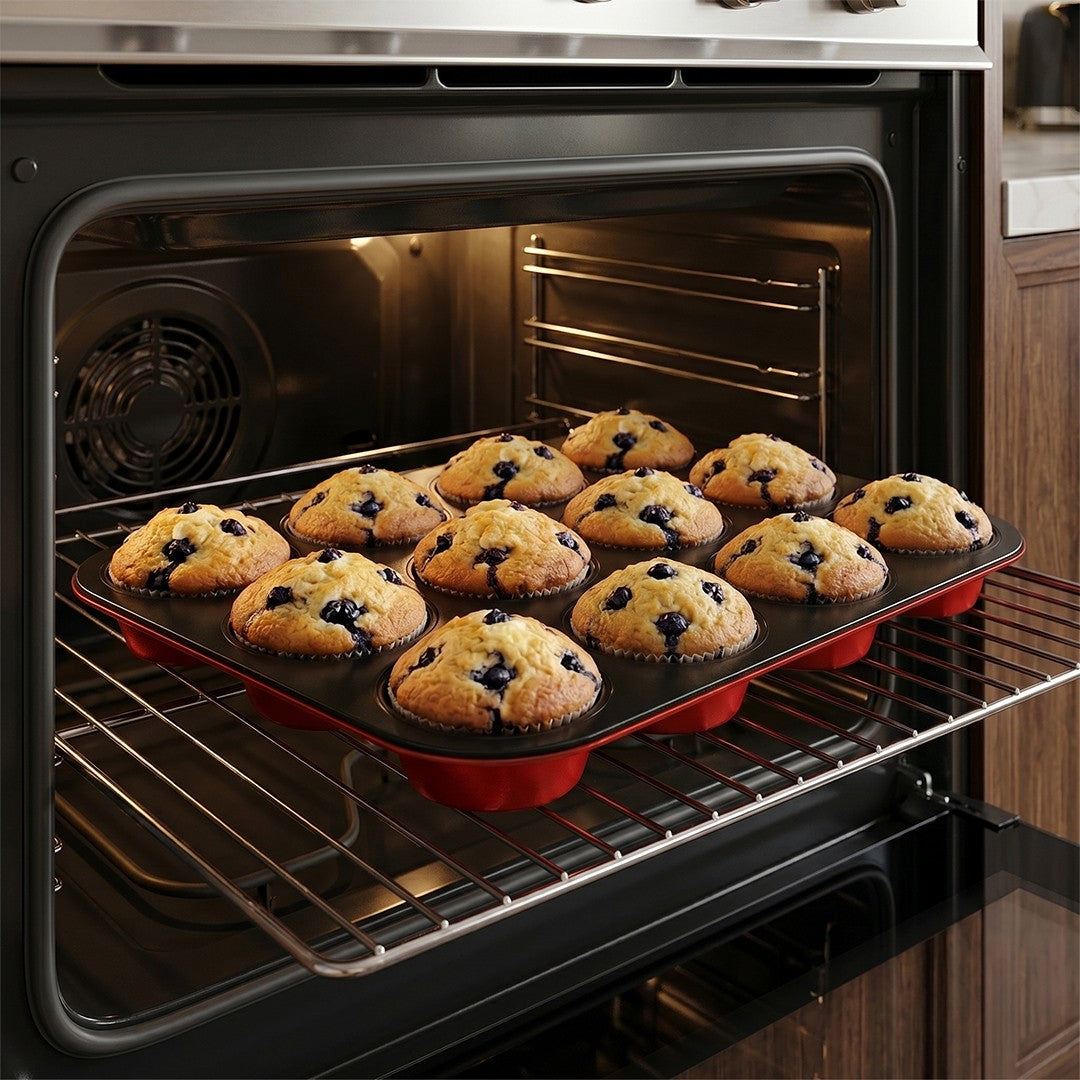 Berlinger Haus 12-Cup Titanium Coating Muffin Pan - Burgundy Metallic