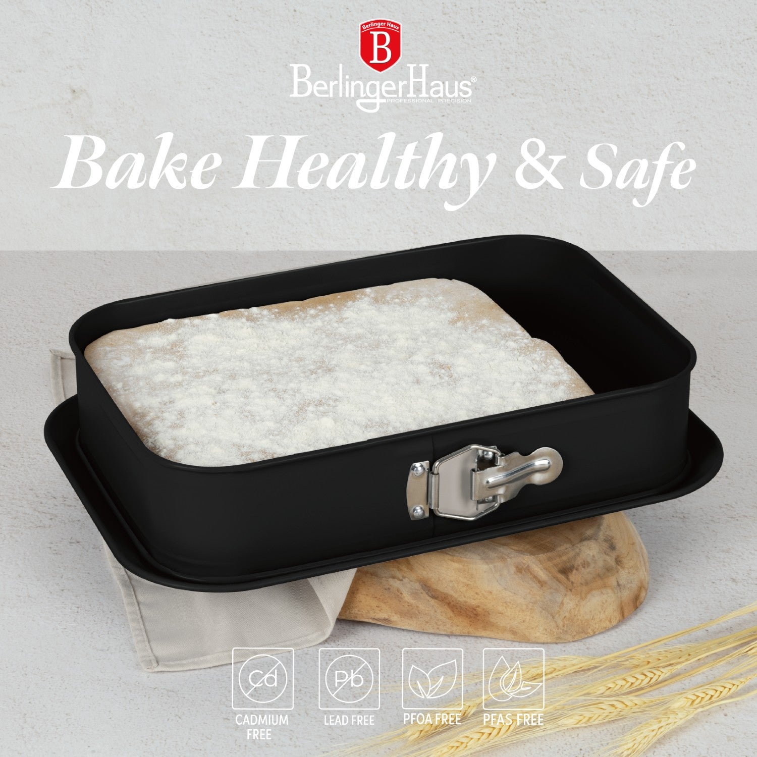 Berlinger Haus 39cm Titan Pro Non-Stick Rectangle Springform - Matt Black