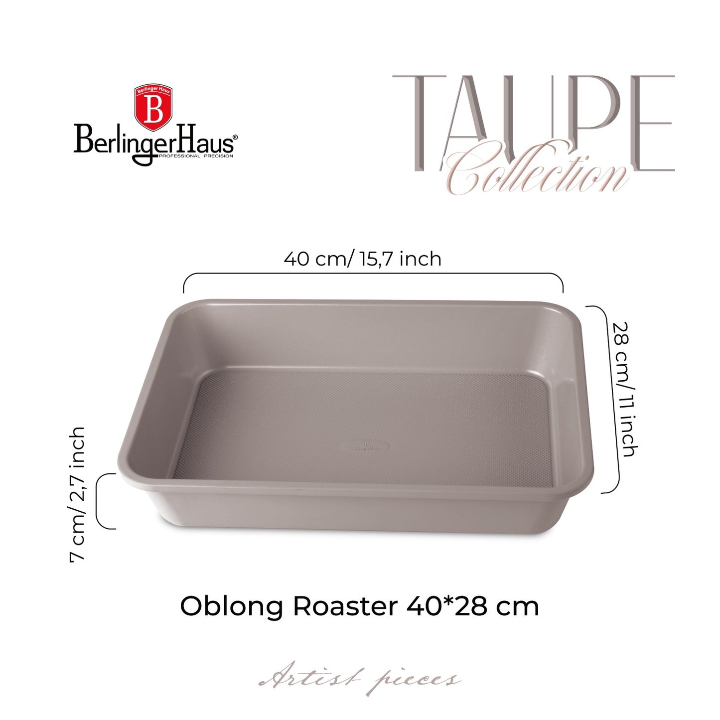 Berlinger Haus 40cm Oblong Roaster - Taupe