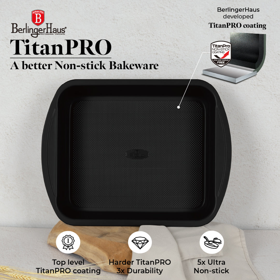Berlinger Haus 40cm Titan Pro Non-Stick Coating Oblong Roaster Pan - Matt Green