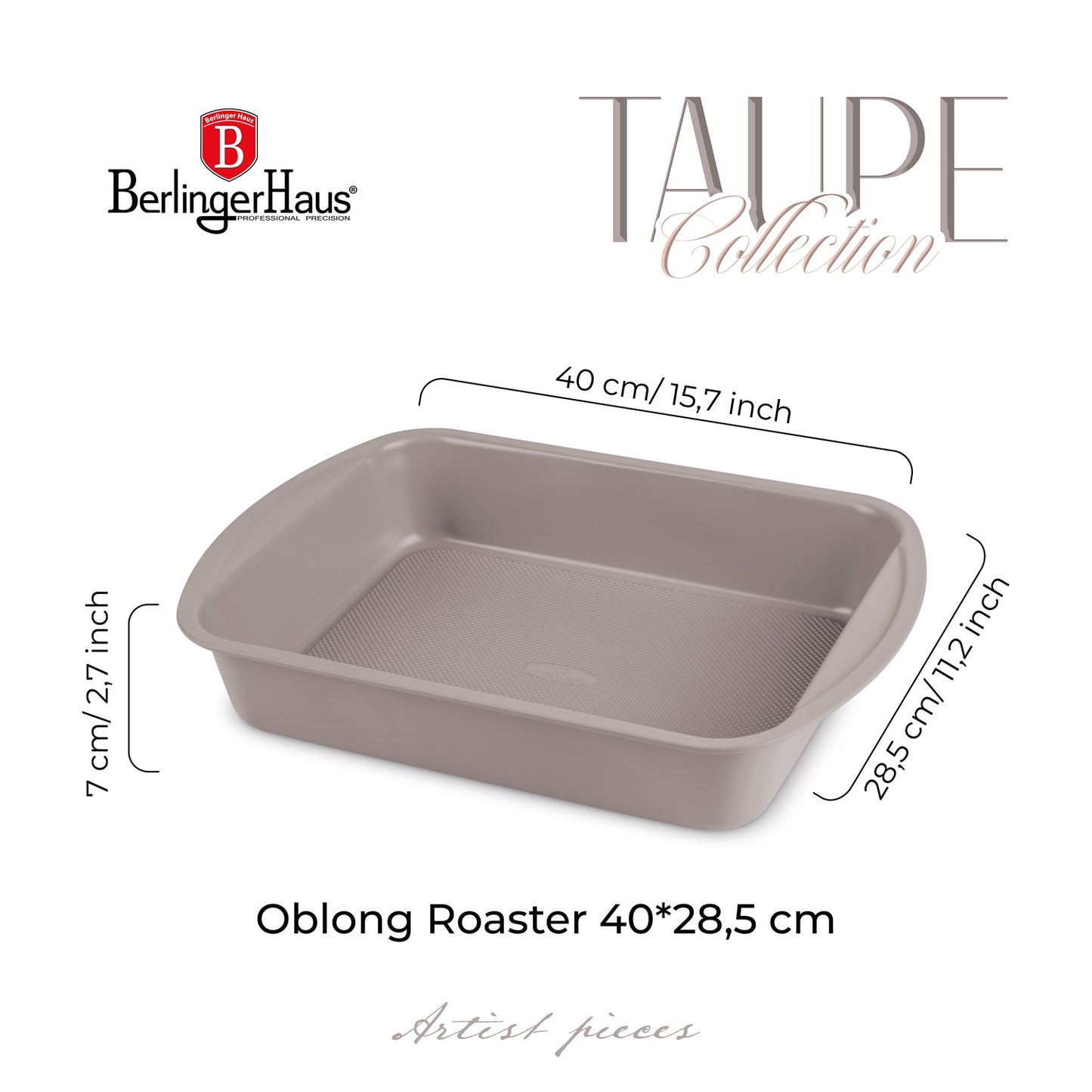 Berlinger Haus 40cm Titan Pro Non-Stick Coating Oblong Roaster Pan - Taupe