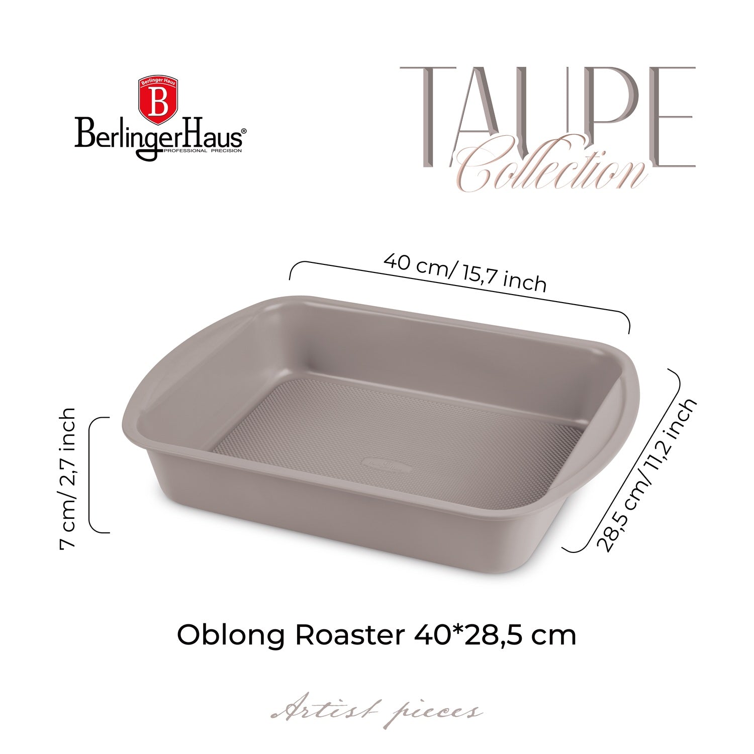 Berlinger Haus 40cm Titan Pro Non-Stick Coating Oblong Roaster Pan - Taupe
