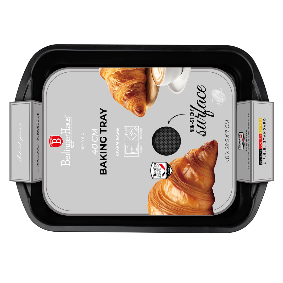 Berlinger Haus 40cm Titan Pro Non-Stick Oblong Roaster - Matte Black