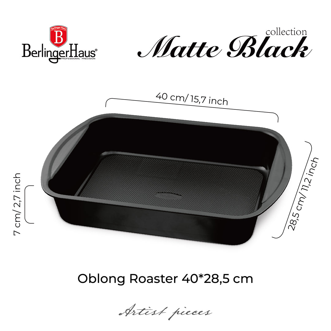 Berlinger Haus 40cm Titan Pro Non-Stick Oblong Roaster - Matte Black