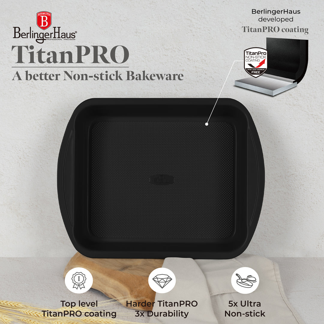 Berlinger Haus 40cm Titan Pro Non-Stick Oblong Roaster - Matte Black