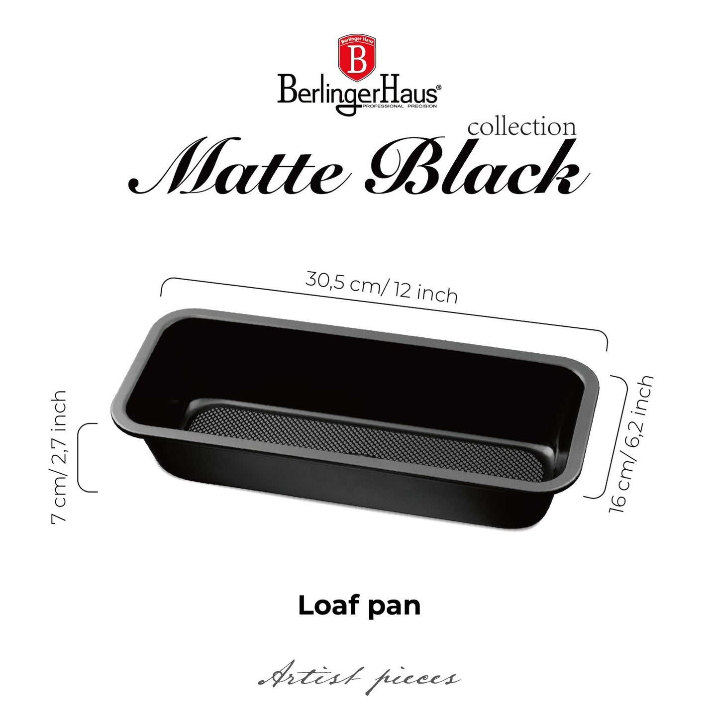 Berlinger Haus 32cm Titan Pro Non-Stick Loaf Pan - Matt Black