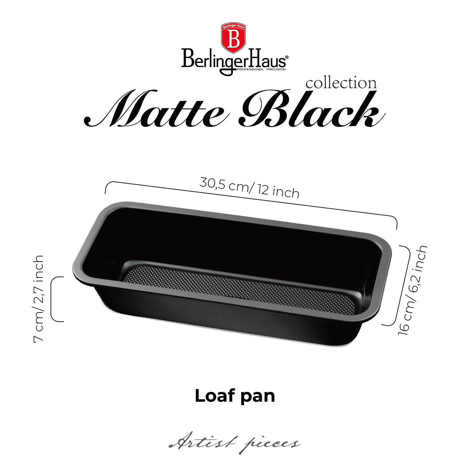 Berlinger Haus 32cm Titan Pro Non-Stick Loaf Pan - Matt Black