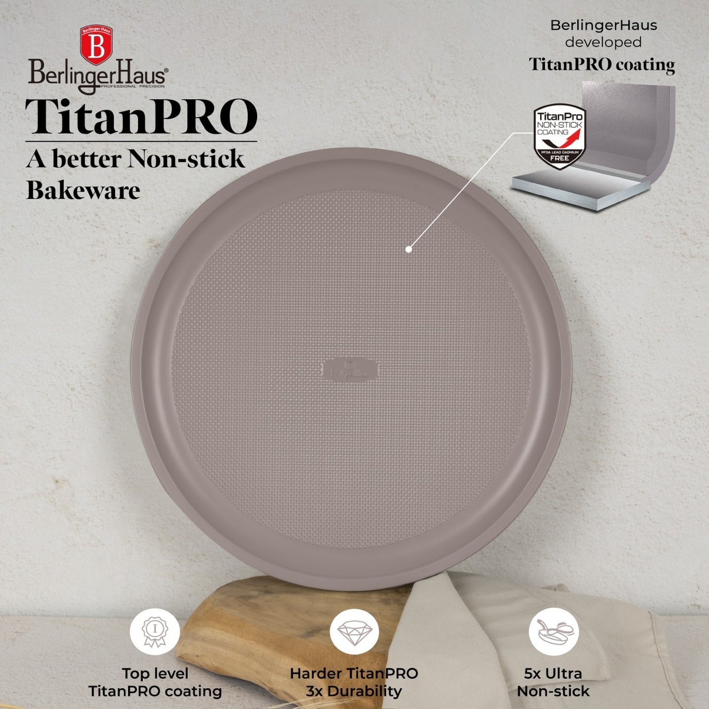 Berlinger Haus 36cm Pizza Pan - Taupe