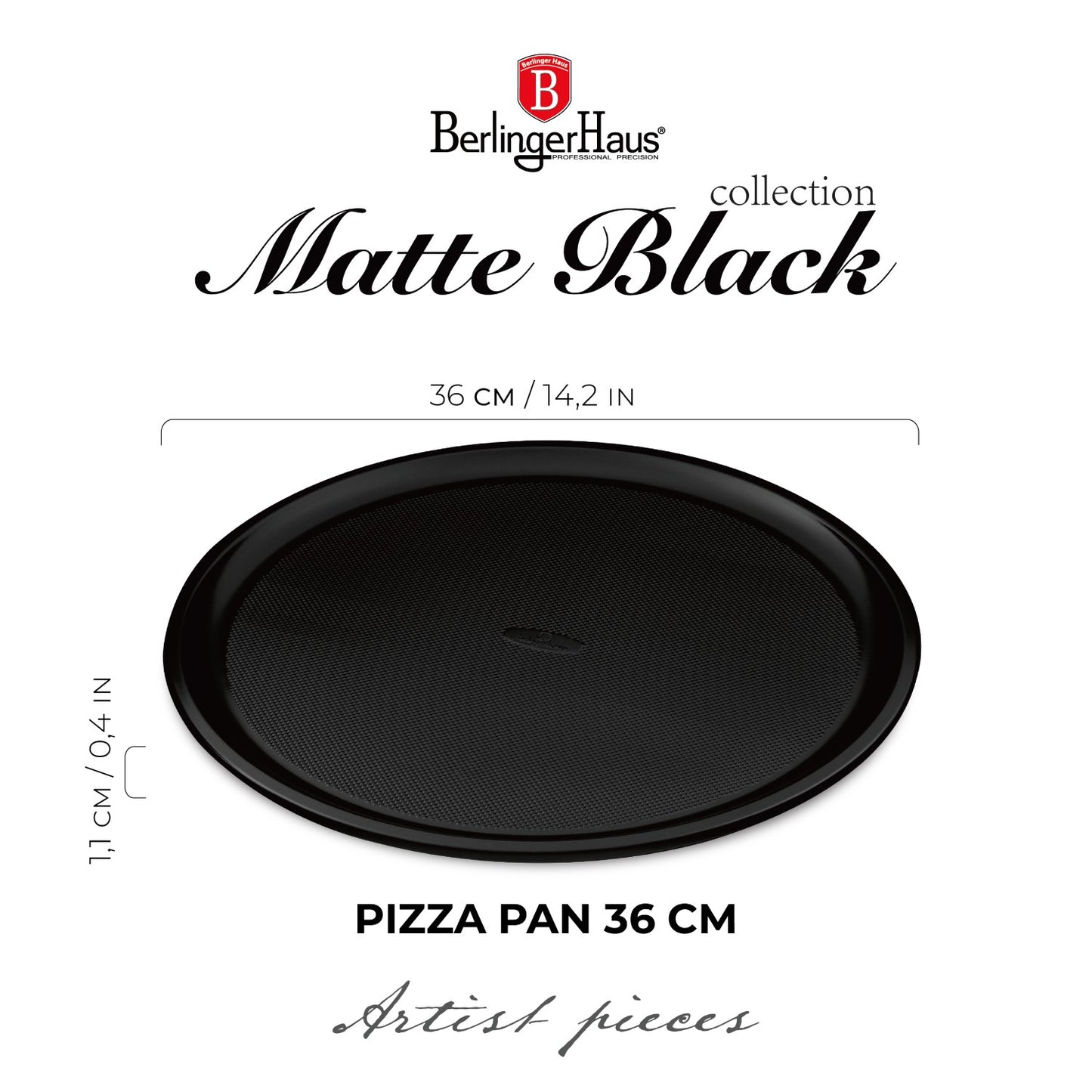 Berlinger Haus 36cm Titan Pro Non-Stick Pizza Pan - Matt Black