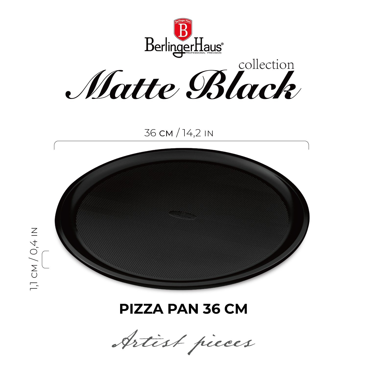 Berlinger Haus 36cm Titan Pro Non-Stick Pizza Pan - Matt Black