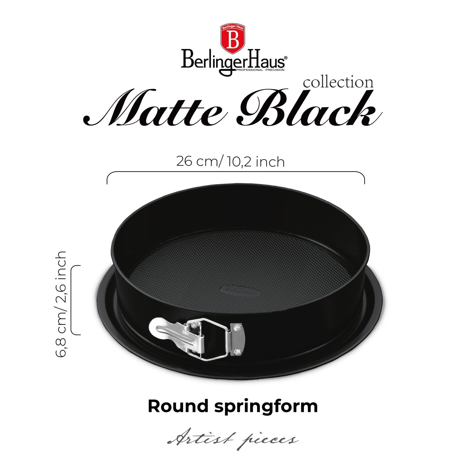 Berlinger Haus 26cm Titan Pro Non-Stick Round Springform Pan - Matte Black
