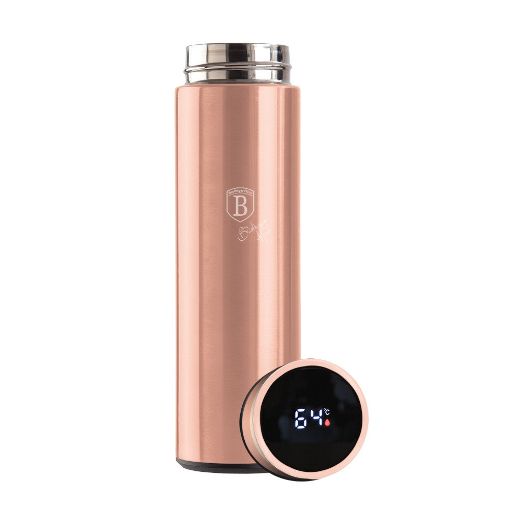 Berlinger Haus 0.5L Stainless Steel LED Temperature Display Drinking Bottle - Metallic Rose Gold