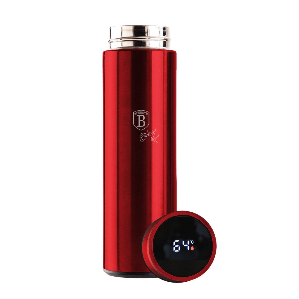 Berlinger Haus 450ml Stainless Steel LED Temperature Display Drinking Bottle - Metallic Burgundy