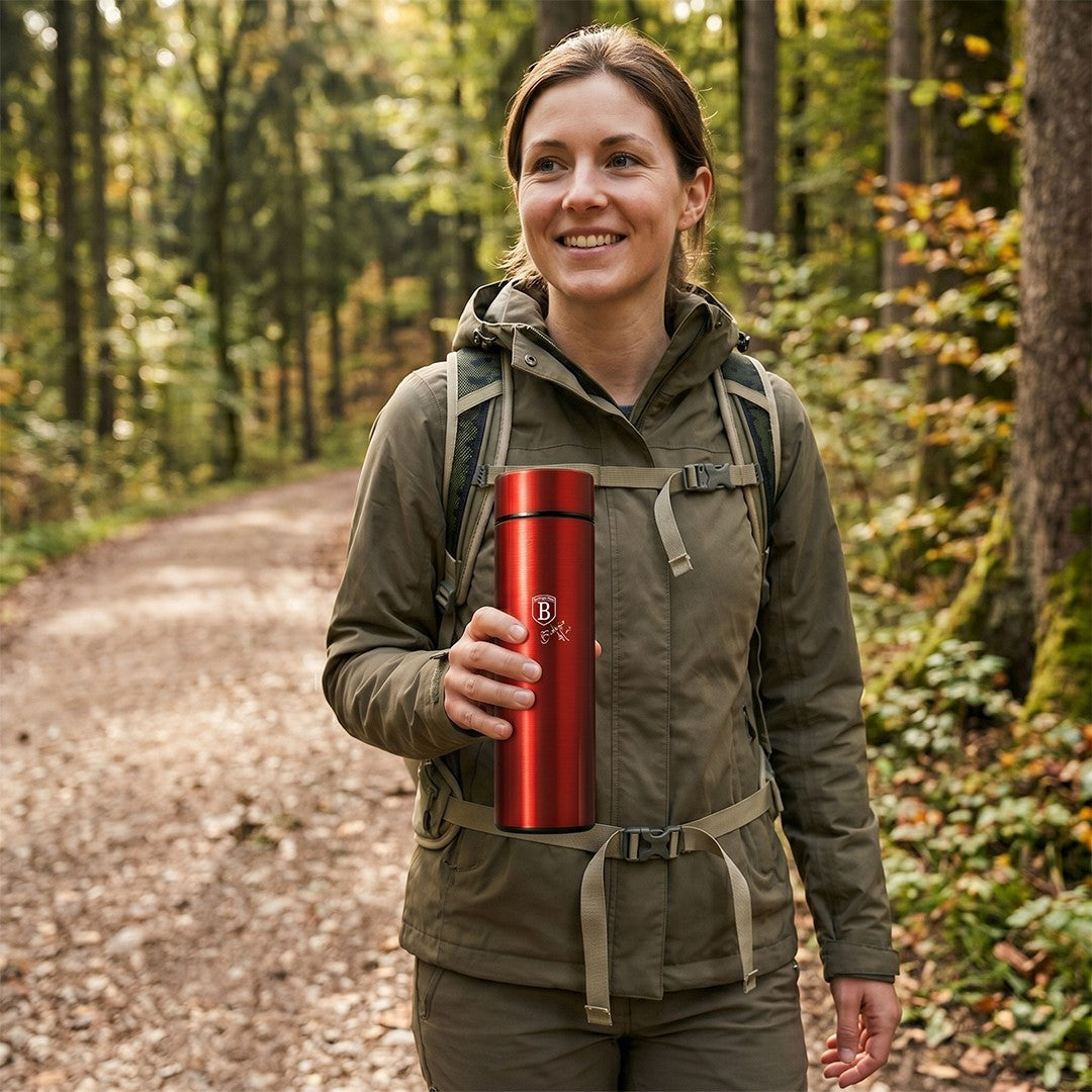 Berlinger Haus 450ml Stainless Steel LED Temperature Display Drinking Bottle - Metallic Burgundy