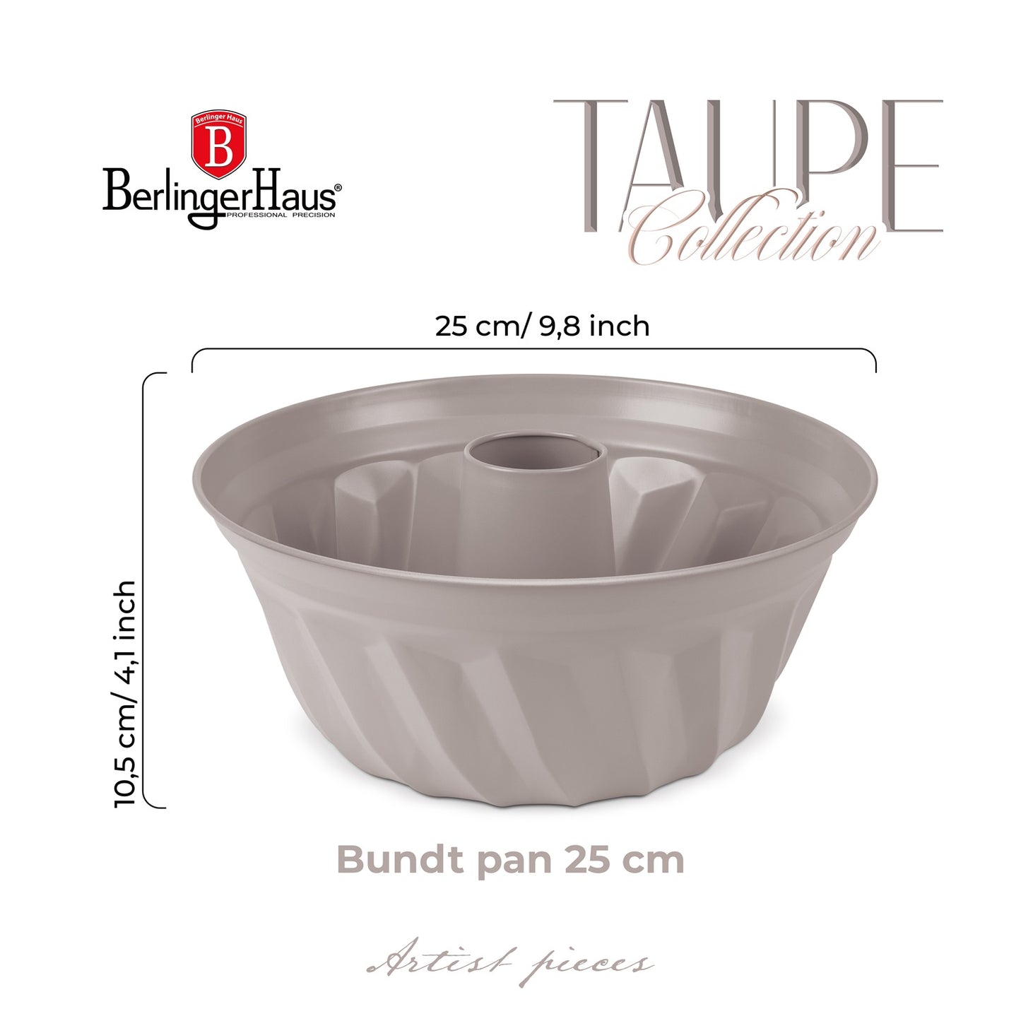 Berlinger Haus 25cm Titan Pro Non-Stick Coating Bundt Pan – Taupe