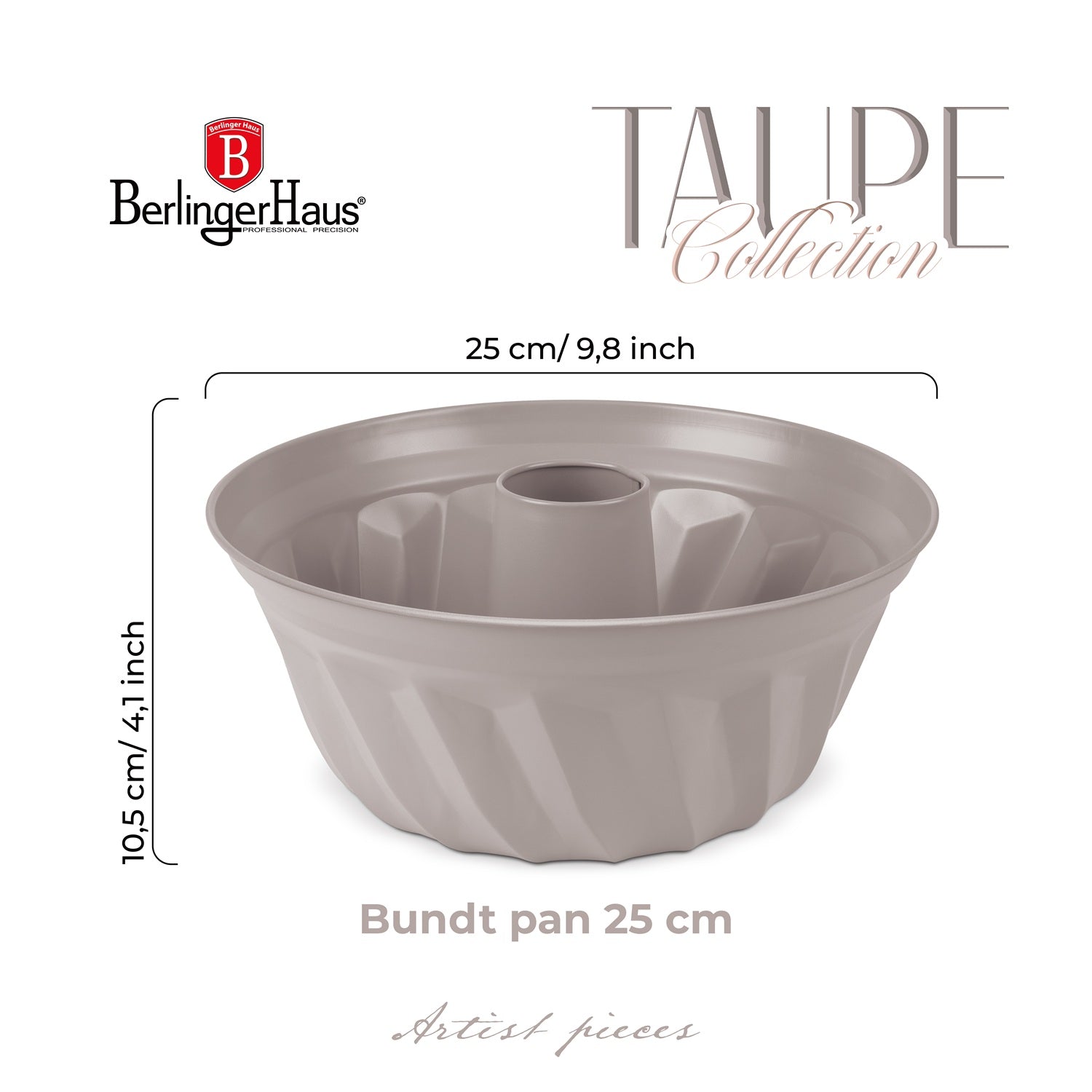 Berlinger Haus 25cm Titan Pro Non-Stick Coating Bundt Pan – Taupe