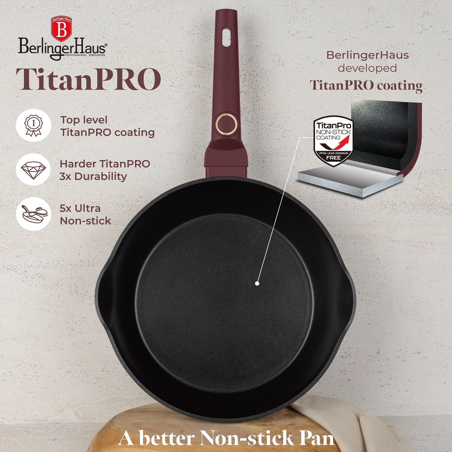 Berlinger Haus 28cm Titan Pro Non-Stick Coating Deep Frypan - Leonardo