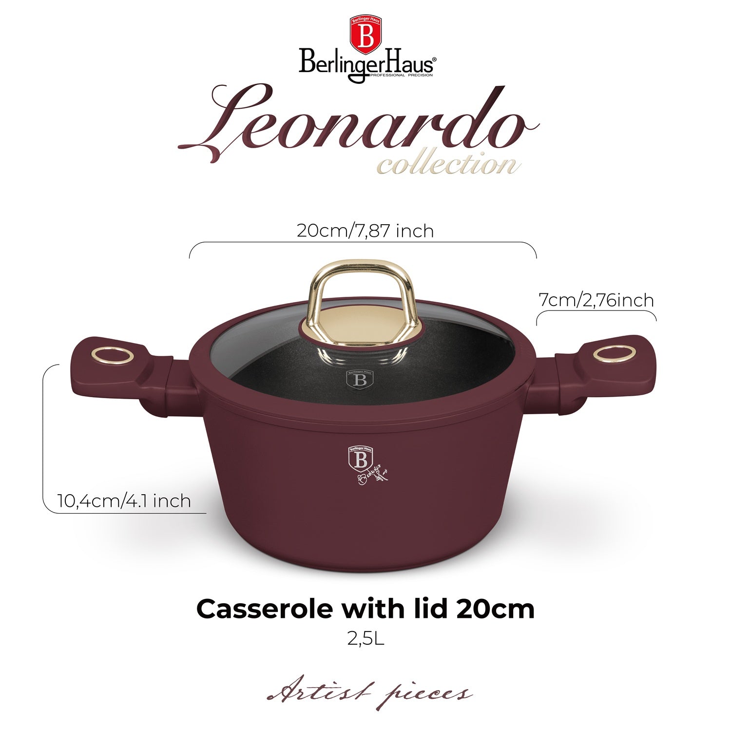Berlinger Haus 20cm Titan Pro Non-Stick Coating Casserole - Leonardo