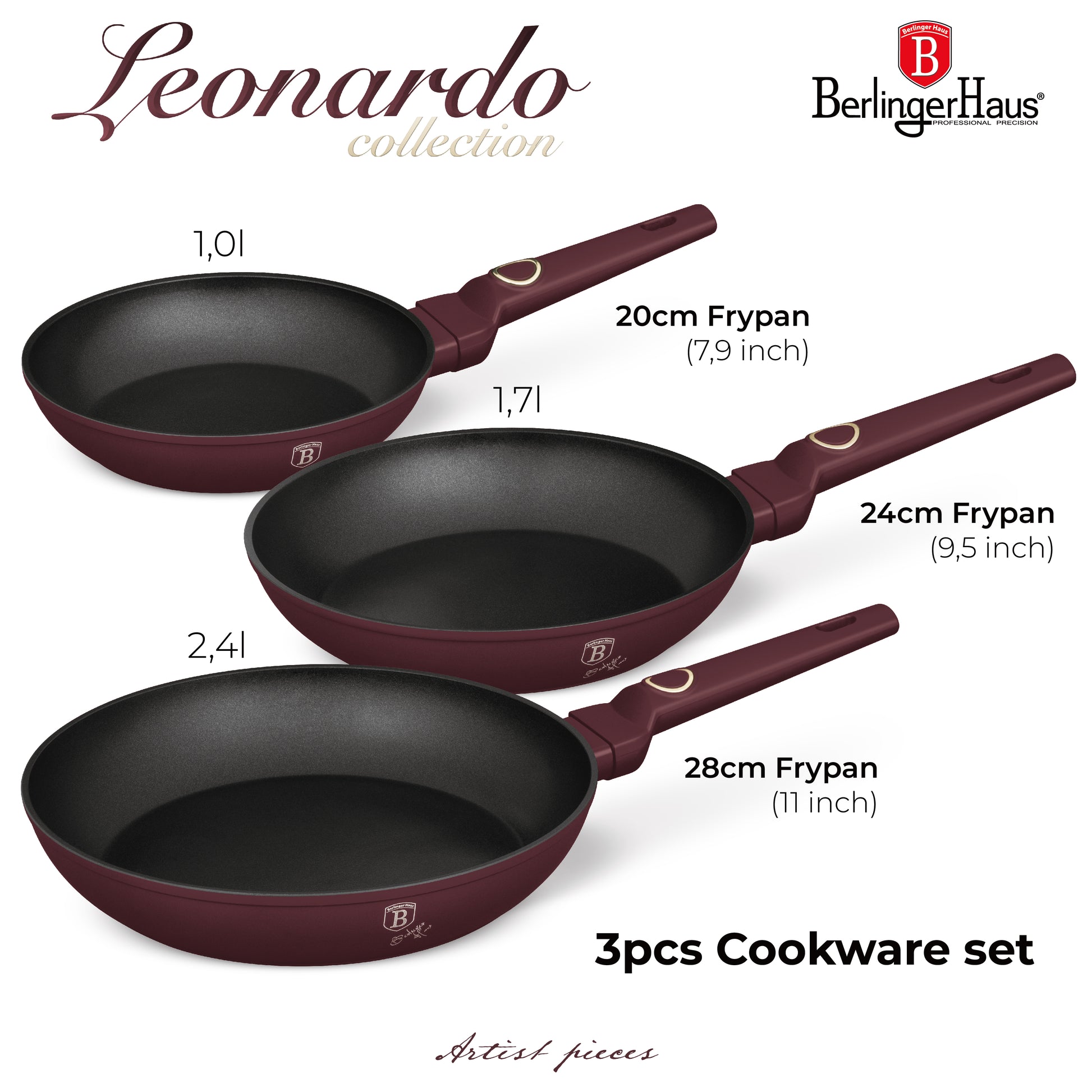 Berlinger Haus I-Rose Edition 12 2 pieces cookware set, I-Rose Edition BH/6044 pink stainless steel 18/8 Berlinger Haus I-Rose Edition 12 2 pieces cookware set, I-Rose Edition BH/6044 pink stainless steel 18/8