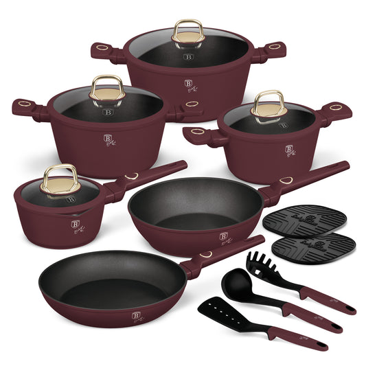 Berlinger Haus 15-Piece Non-Stick Titan Pro Coating Cookware Set - Leonardo