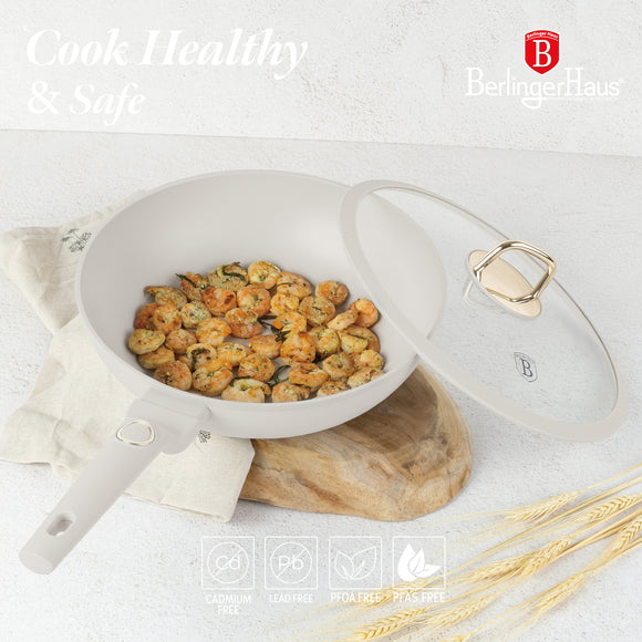 Berlinger Haus 28cm Titan Pro Non-Stick Coating Wok with Lid - Sahara