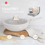 Berlinger Haus 28cm Titan Pro Non-Stick Coating Wok with Lid - Sahara